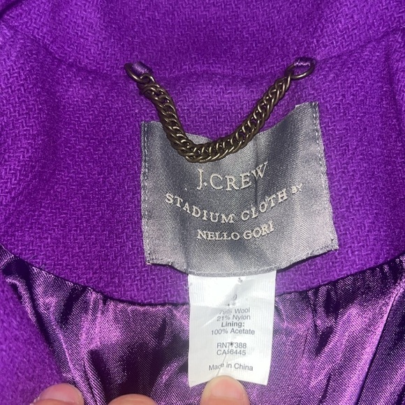 J. Crew Majesty Stadium Cloth Nello Gori Wool Double Breasted Peacoat Purple 0 - Picture 10 of 12